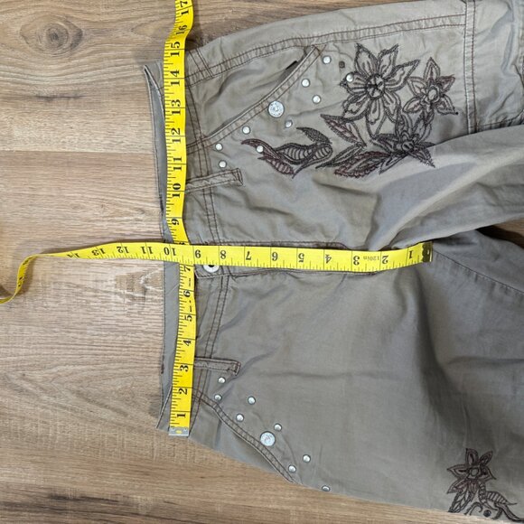 Y2K Suko Embroidered Cargo Pants Green, Fairy Grunge 6 - Picture 10 of 14